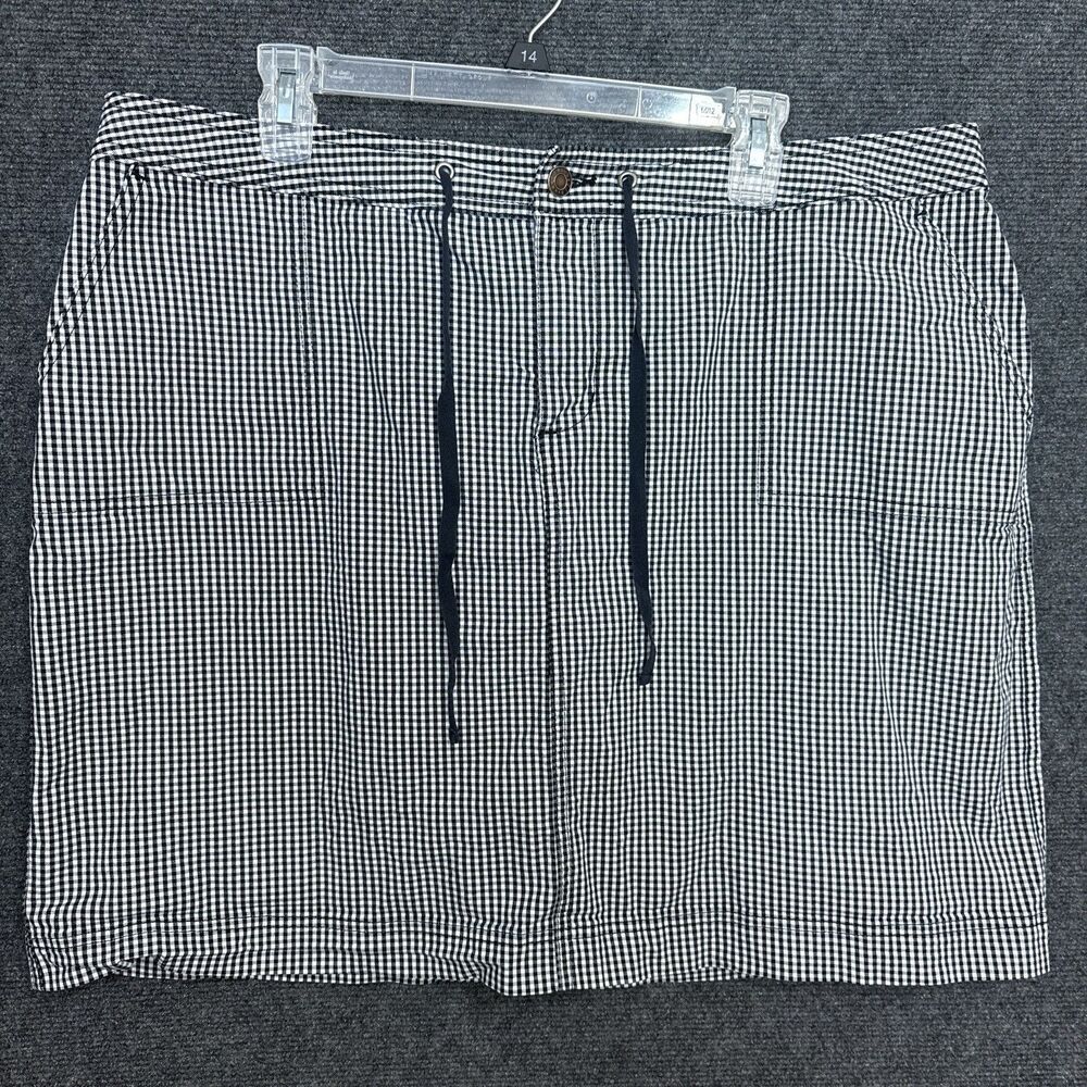 CJ Banks Drawstring Skort Black White Gingham Pockets Americana Skater Women 18W